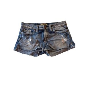 BKE Sarah Distressed Denim Shorts Medium Wash Raw Hem‎ Size 29 BK11157